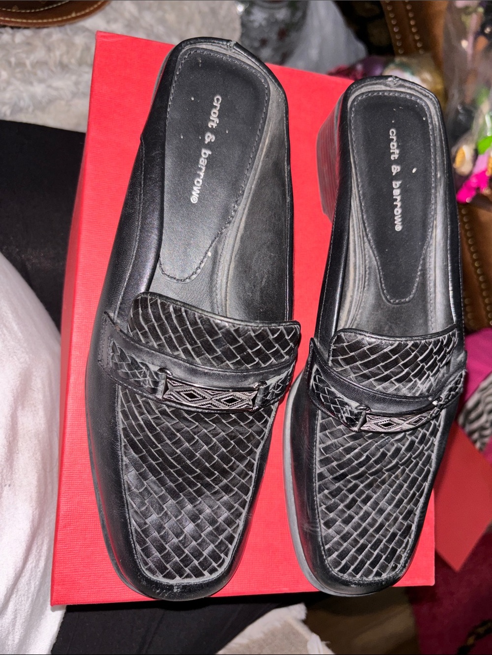 croft & barrow Black Woven Slip-On Mules size 8.5